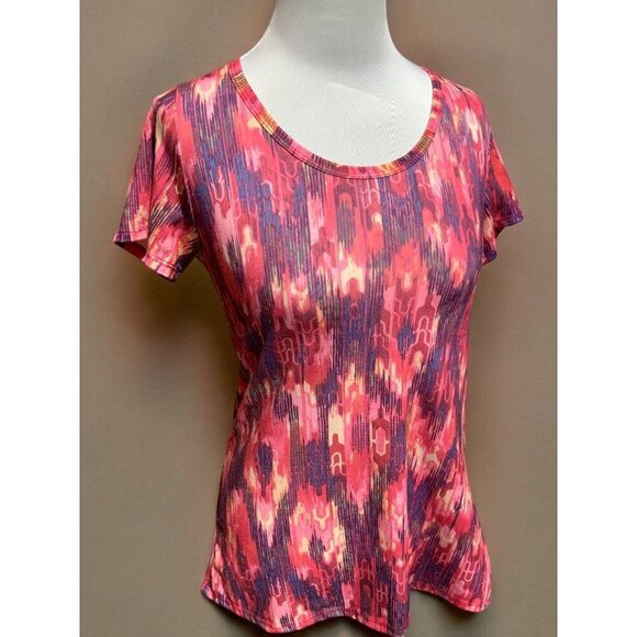 LuLaRoe Womens Short Sleeve Round Neck Top Size XXS Abstract Multicolor Pattern - Picture 2 of 9